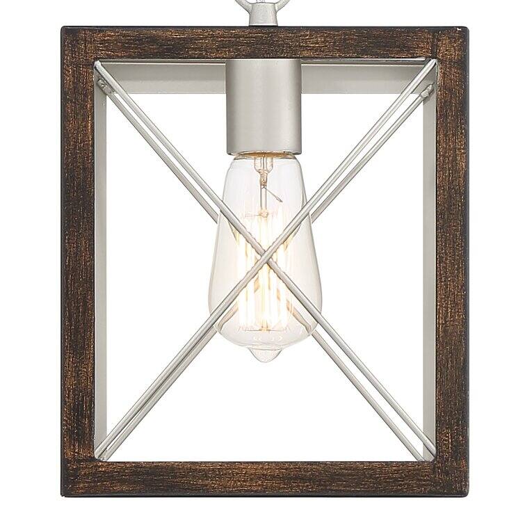Acroma 1-light Farmhouse Rustic Rectangle Kitchen Island Pendant Light - 8 inches