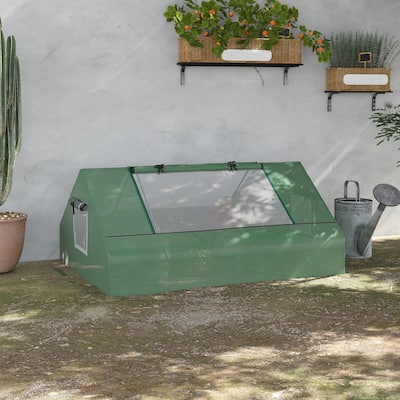 Outsunny 71" x 55" x 32" Mini Tunnel Greenhouse, Garden Planting Shed, Outdoor Flower Planter Warm House