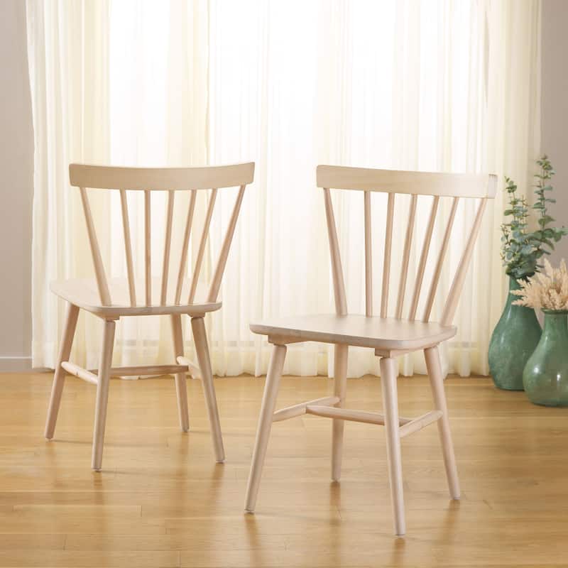 SAFAVIEH Signa Spindle Farmhouse Dining Chair (Set of 2) - 20" W x 20" D x 33" H - 20"W x 20"D x 33"H - White Washed