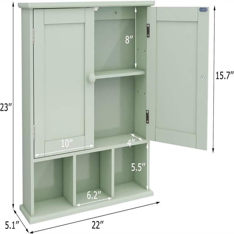 Bathroom Wall Cabinet - 5.1"D x 22"W x 22"H