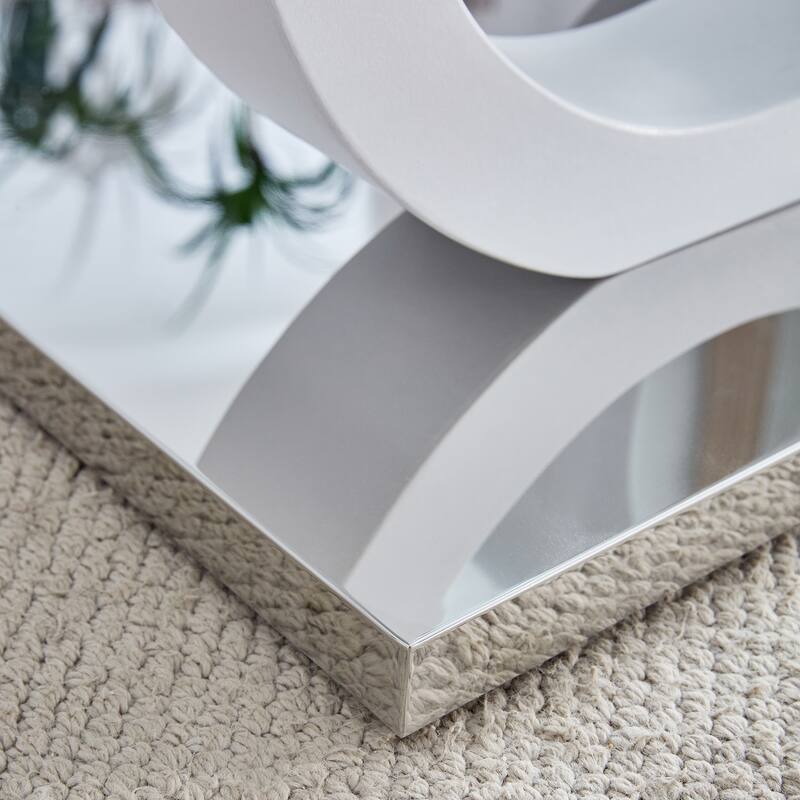 Contemporary Style Glass-Top Mdf Coffee Table With Base