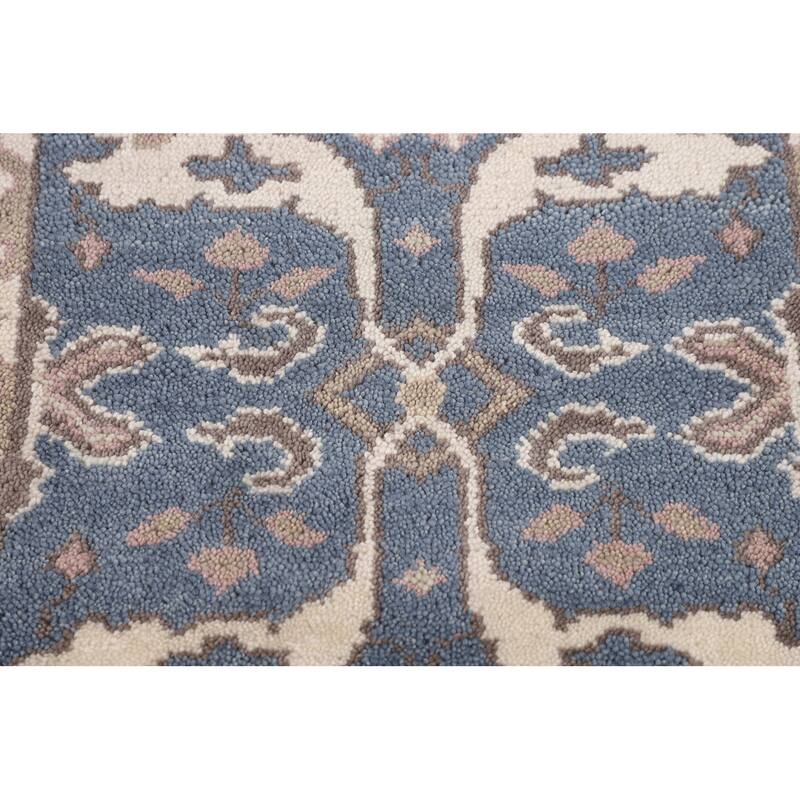 Blue & Ivory Oushak Oriental Runner Rug Handmade Wool Carpet - 2'9"x 7'9"