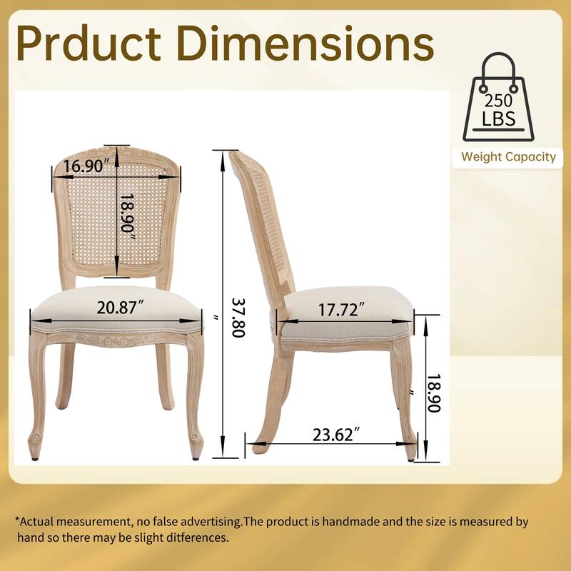 French Country Wire Drawing & Carving Techniques Dining Chairs with Backrest (Set of 2)