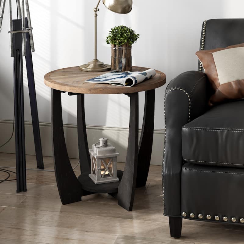 COZAYH Rustic Farmhouse End Table, French Country Accent Coffee Table for Family, Small Spaces - End Table - X-Cross