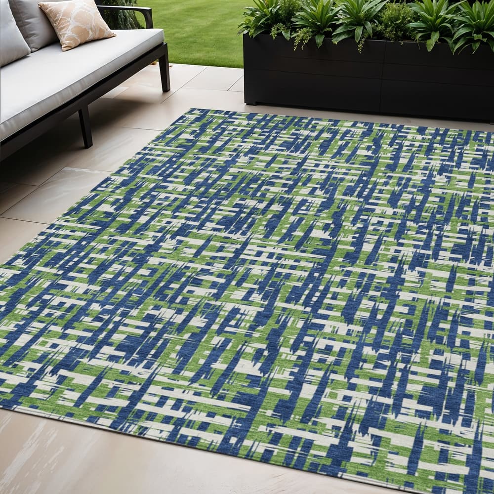 HomeRoots Abstract Transitional Rectangle Outdoor Rug