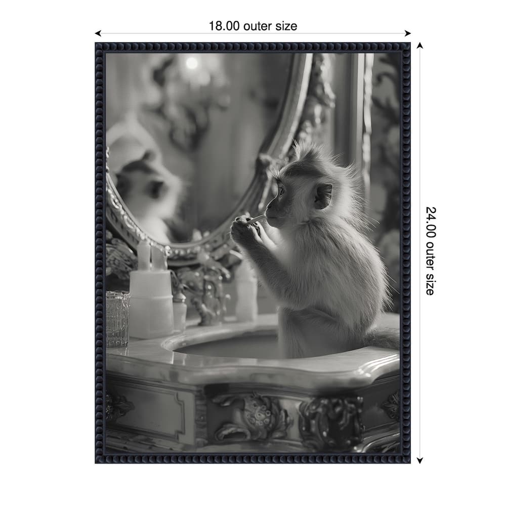 Monkey Bathroom Bussiness by Niky Rahner Framed Canvas Wall Art