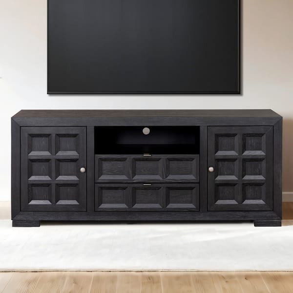 slide 2 of 28, Furniture of America Durem Modern Classic 72-inch Solid Wood TV Stand Weathered Black