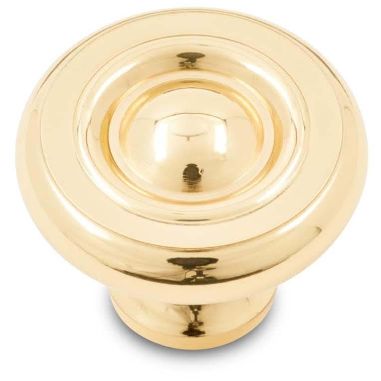 RK International CK 4244 Small Plain 1-1/4" Mushroom Cabinet Knob - Polished Brass