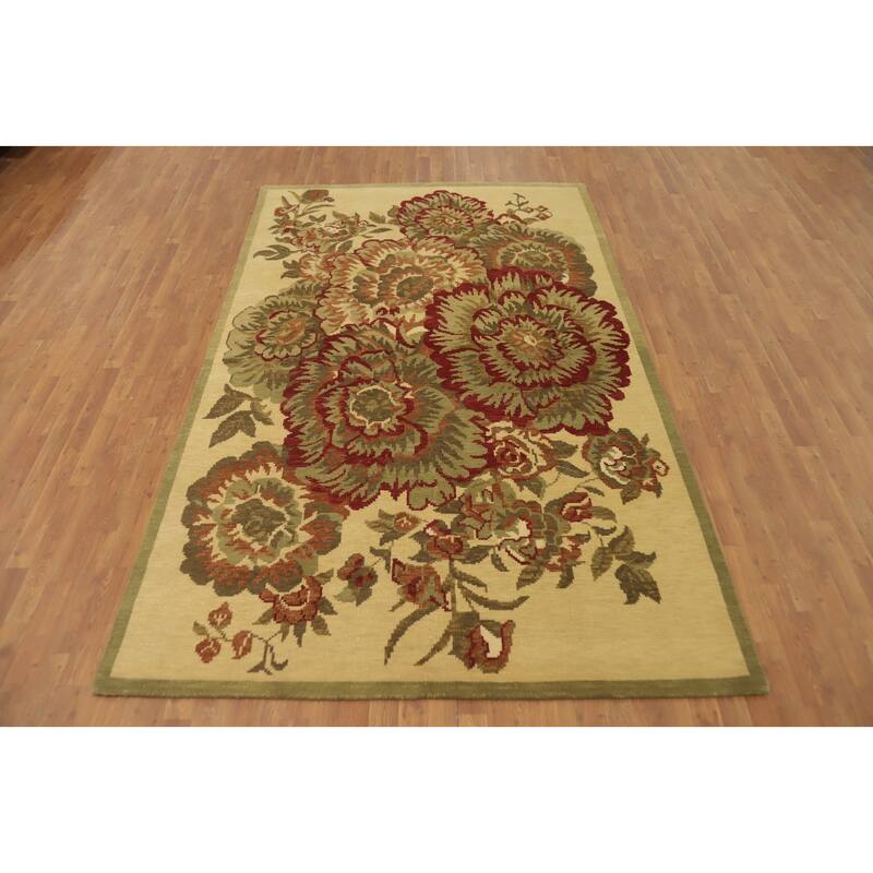 All-Over Floral Indian Area Rug 6x10 - 10' 1'' X 6' 5''