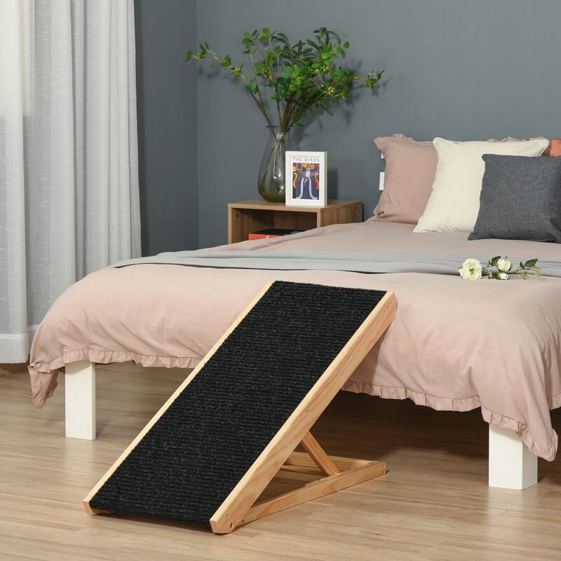 Pet Ramp, Collapsible, Adjustable Height, Includes Handles, Non-Slip Carpet, and Rubber Feet, for Small Large Dogs Cats