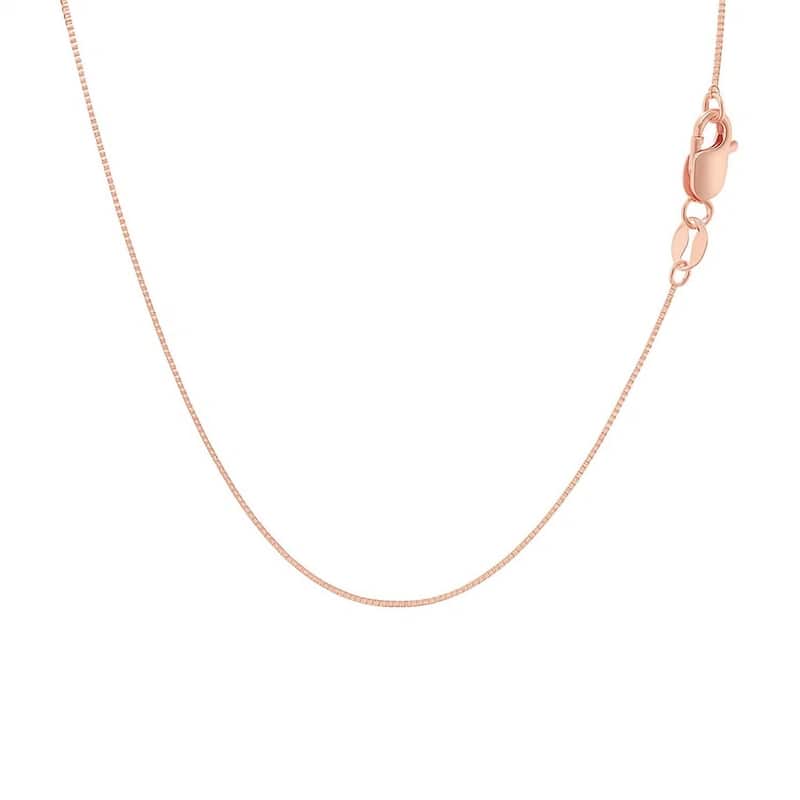 MayaMila 14k Solid Rose Gold Classic Box Chain Necklace 0.4mm