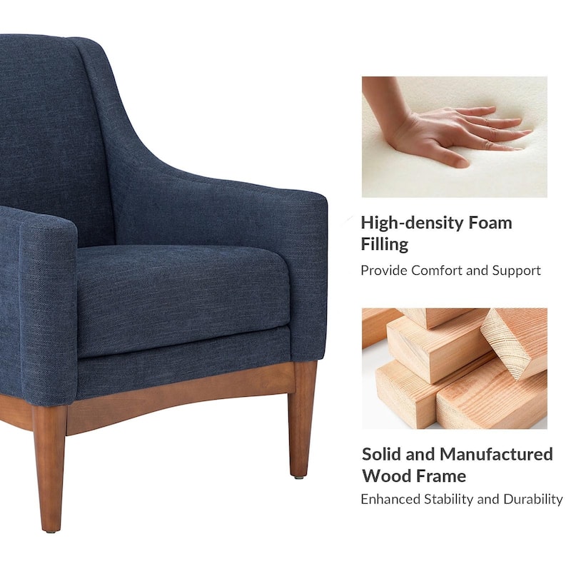 Francis Mid-century Modern Upholstered Armchair with Sloped Arms and Solid Wood Legs Set of 2 by HULALA HOME