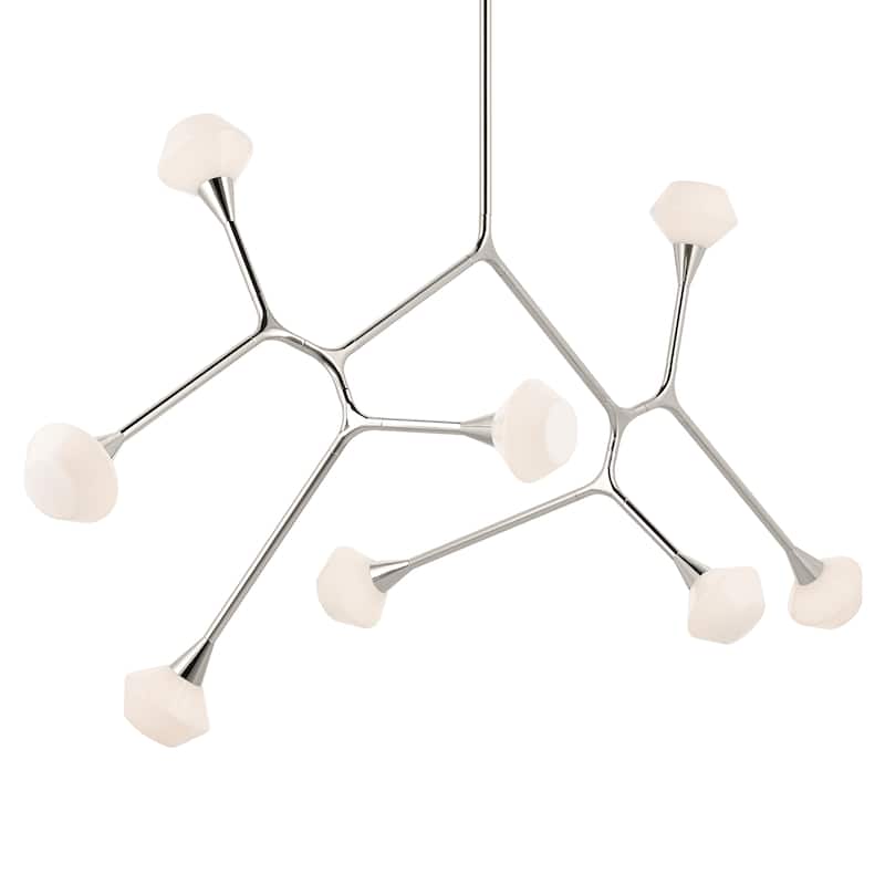 Cassius 61.25 Inch 8 Light Convertible Chandelier with Opal Glass in Polished Nickel