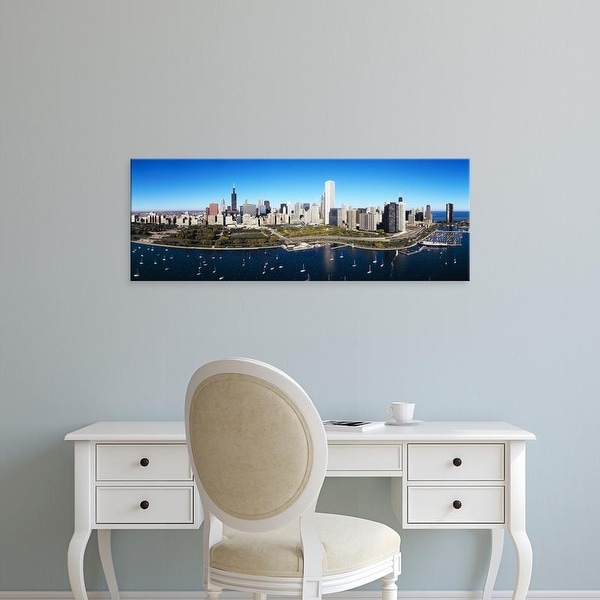 Easy Art Prints Panoramic Images's 'Boats docked at a harbor, Chicago, Illinois, USA' Premium Canvas Art