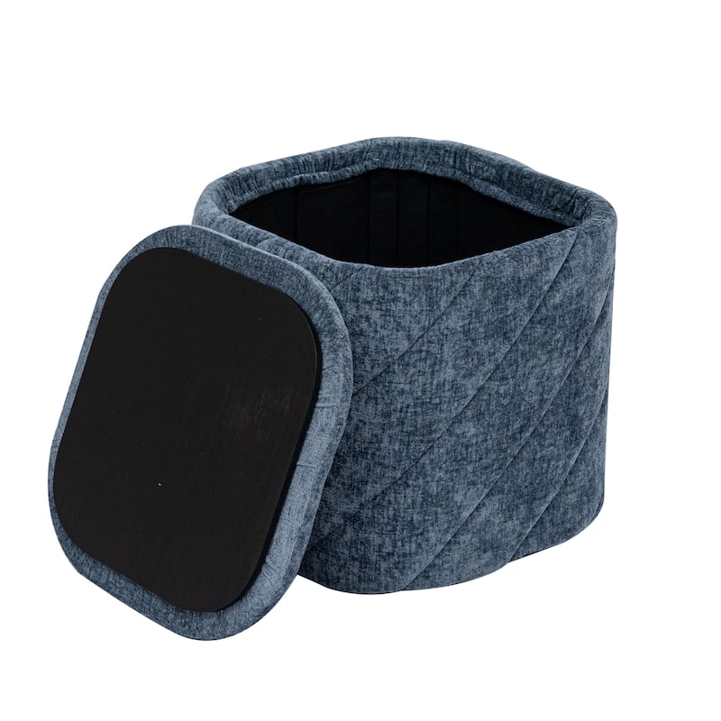 Square Diagonal Tufted Folding Storage Ottoman with Reversible Lid