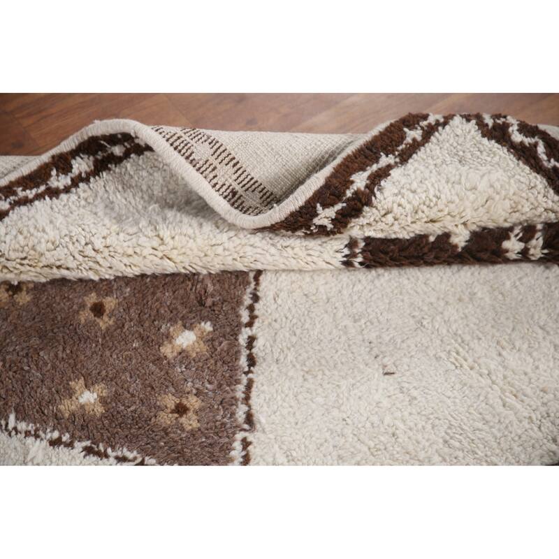 Plush Beige Turkish Anatolian Runner Rug Hand-knotted Wool Carpet - 3'7"x 11'2"