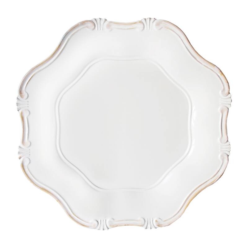 White Baroque Charger Plate 13" Set of 12 - 13" Dia x 0.5" H
