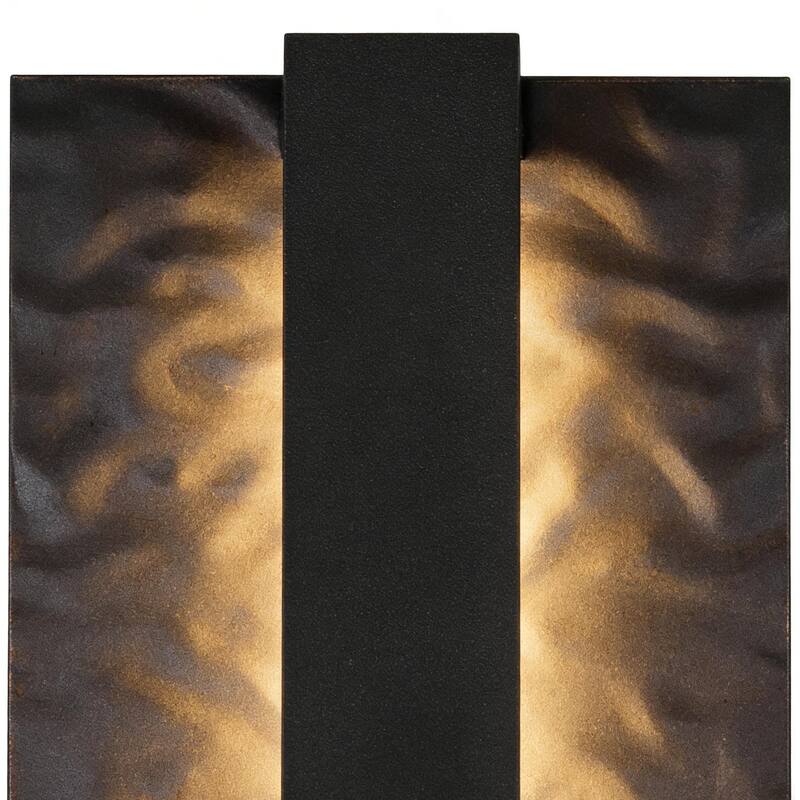 Outdoor LED Wall Light Handmade Textured Linear Black Wall Sconces