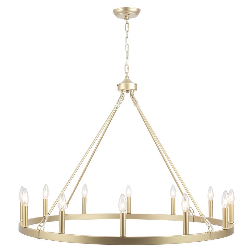 Dineen 12-Light Vintage Candle Style Wagon Wheel Chandelier