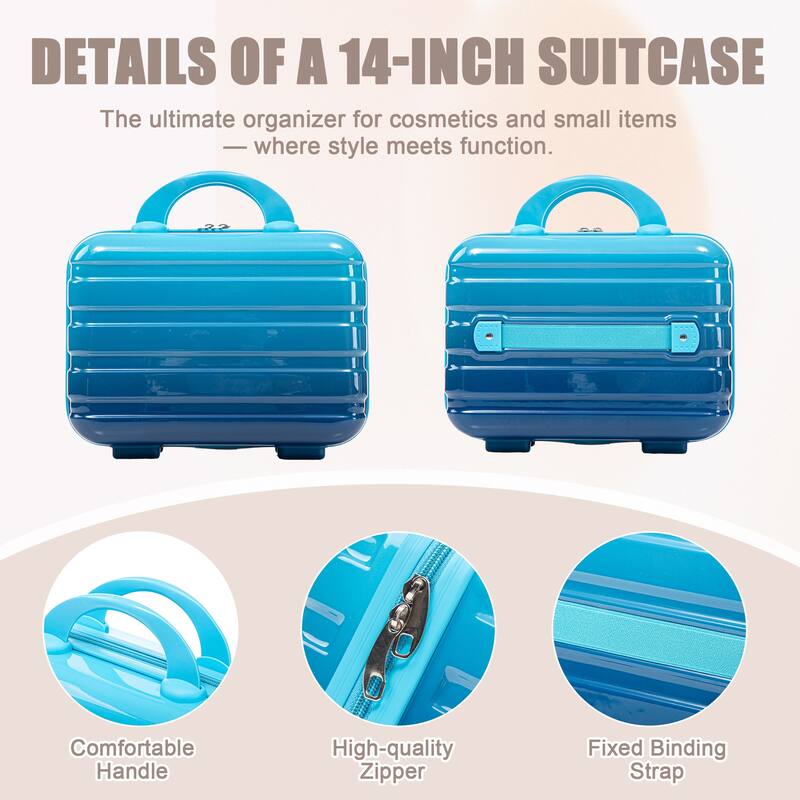 14In 20In 2 pcs in PC Spinner Wheel Luggage, Carry on Suitcase, With Gradient Color and Combination Lock