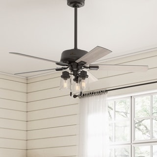 Hunter 52" Hartland Ceiling Fan with 3-Light LED Light and Pull Chains - Farmhouse, Transitional
