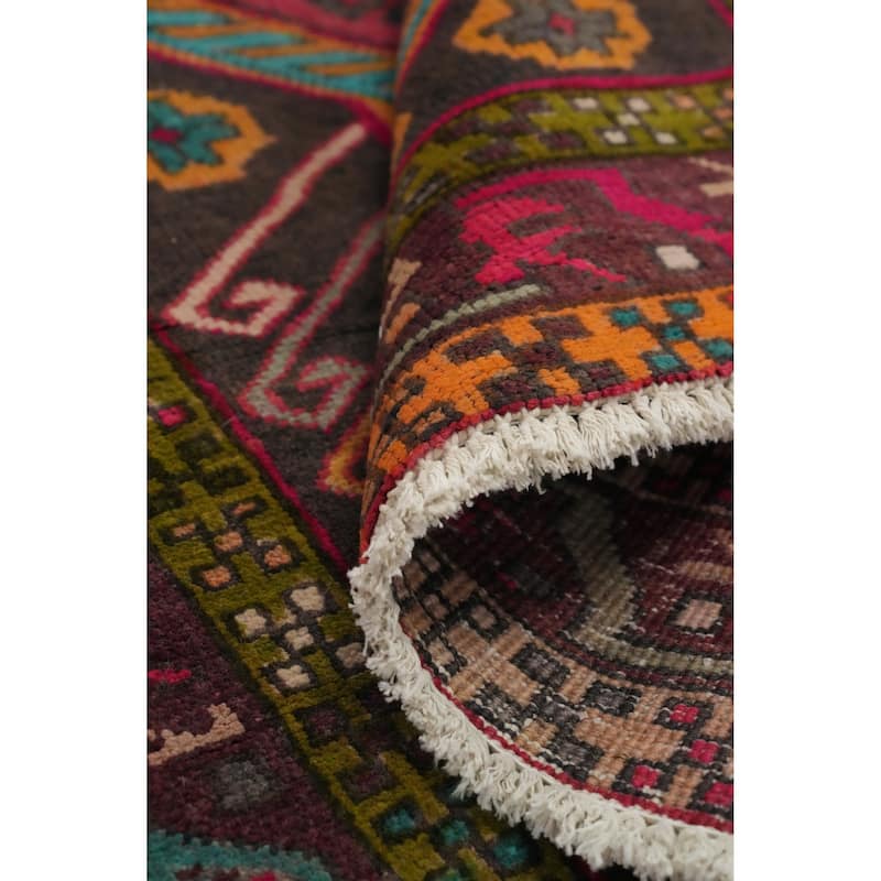 Hand Knotted Oriental 100% Wool Carpet Traditional Tribal Greys & Charcoal Ardebil Runner Rug - 10' 6'' X 3' 8''