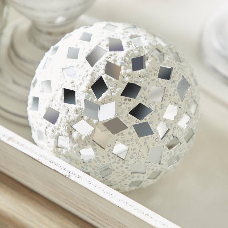 Glass Handmade Mosaic Decorative Orbs & Vase Filler - Set of 4 White or Gold - Roche River Decor
