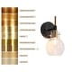 preview thumbnail 19 of 18, Modern Farmhouse 1-Light Black Gold Wall Sconce Light Fixture with Glass Shade