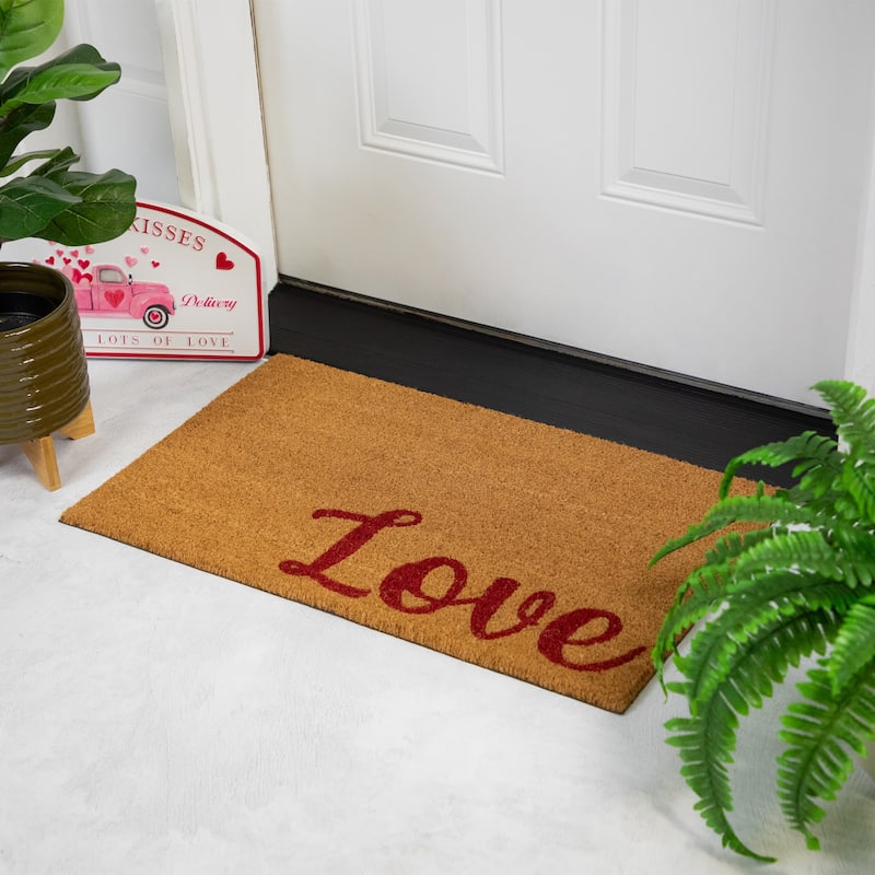 Natural Coir "Love" Outdoor Doormat 18" x 30"
