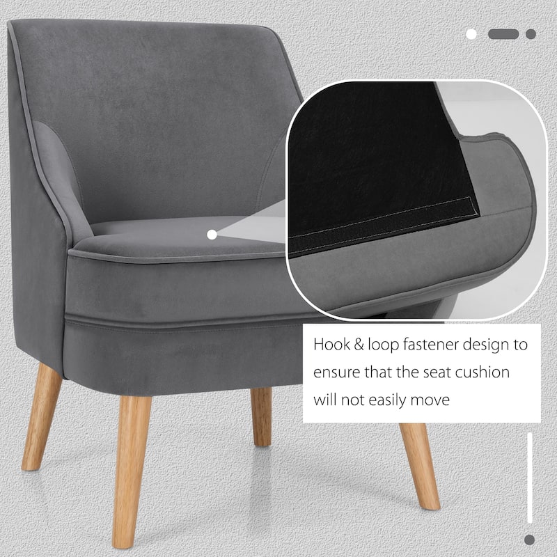 Costway Set of 2 Accent Chairs Velvet Single Sofa Chair w/Rubber Wood