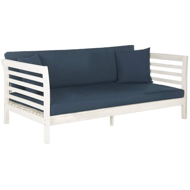 SAFAVIEH Outdoor Eriona Acacia Wood Cushioned Daybed - 39W x 27D x 72H