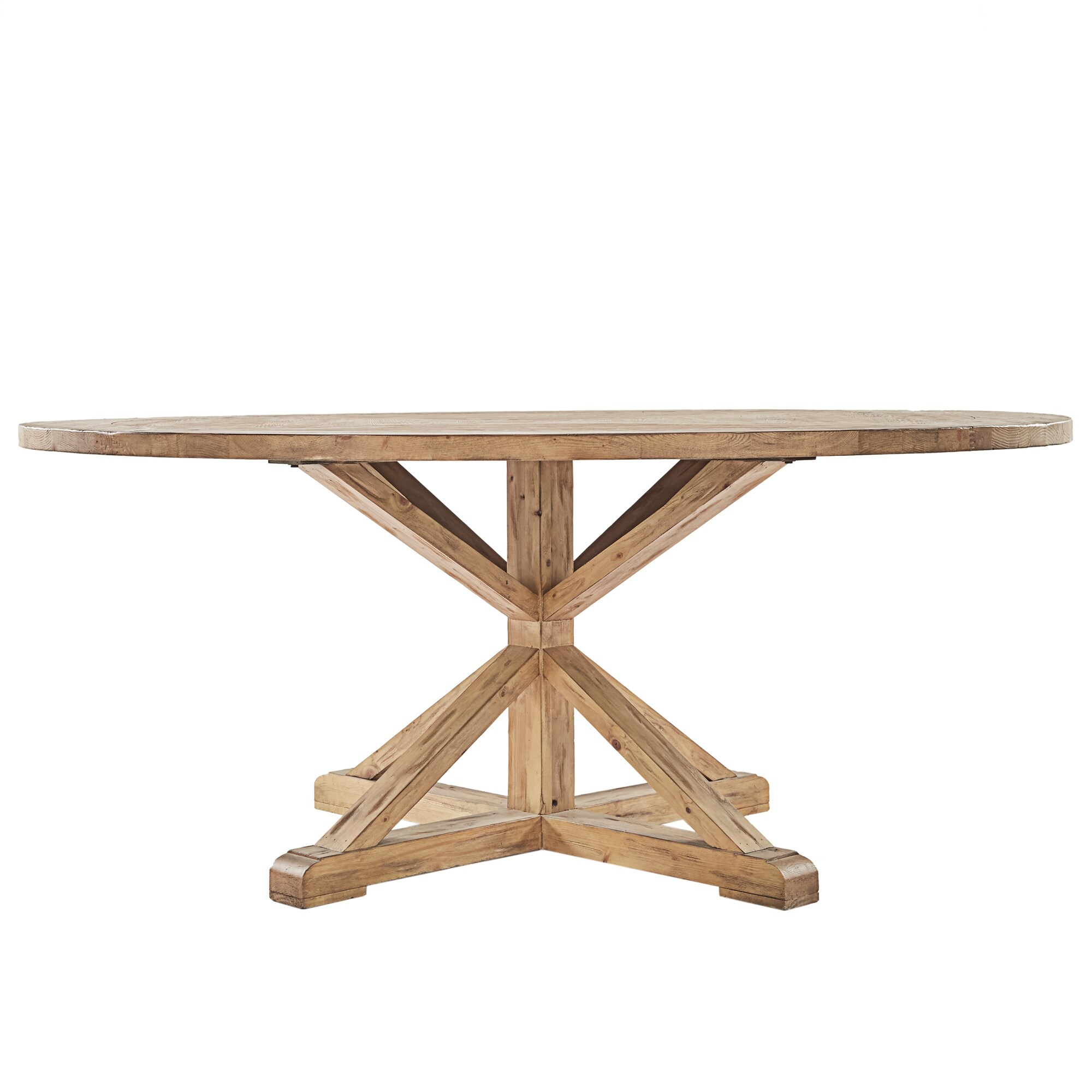 Benchwright Rustic X base Round Pine Wood Dining Table by iNSPIRE