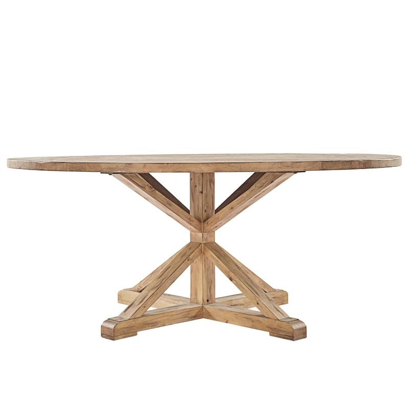 Benchwright Rustic X-base Round Pine Wood Dining Table by iNSPIRE Q Artisan