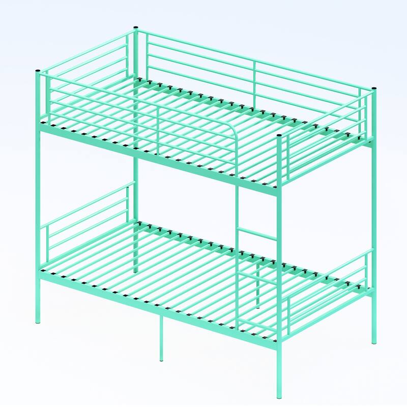 Bunk Bed with Ladder and high Guardrail, Able to Split, Metal Bunk Bed, Storage Space, Noise Free,Twin Over Twin Size
