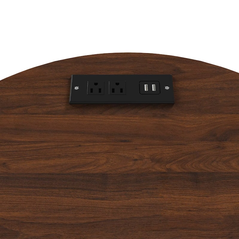 2-Tier Nightstand with USB Ports and Built-in Charging Station & Sliding Door