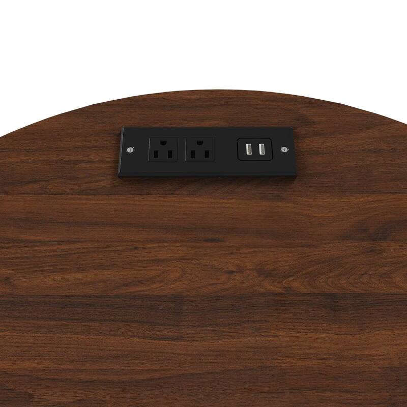 2-Tier Nightstands with USB Ports and Built-in Charging Station & Sliding Door (Set of 2 )