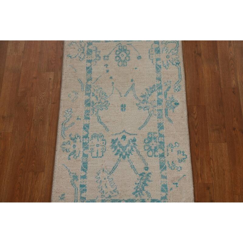 Vegetable Dye Oriental Oushak Turkish Rug Hand-knotted Wool Carpet - 2'0" x 3'10"