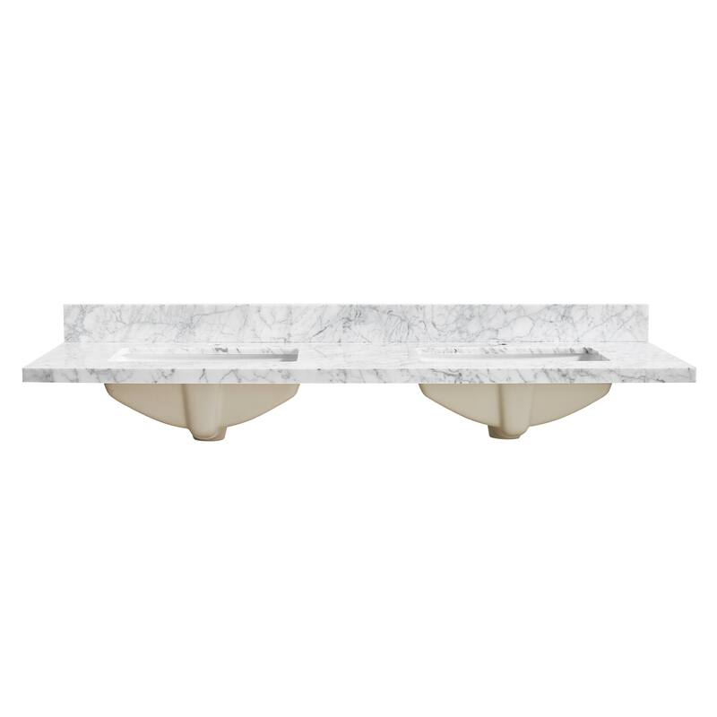 Zevio Natural Marble Vanity Top in Carrara White with Ceramic Sink