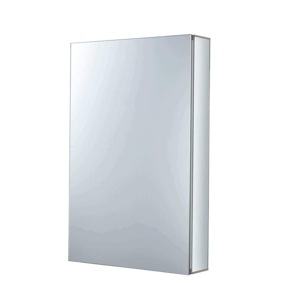 Bathroom Medicine Cabinet, Aluminum, Recessed/Surface Mount, Right/Left Hinged, Mirrored Interior