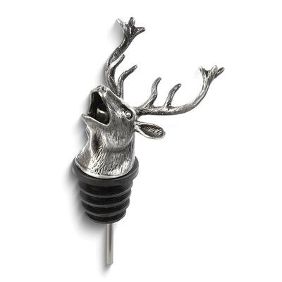 Curata Stainless Steel Pewter Finish Deer Stag Bottle Pourer/Aerator