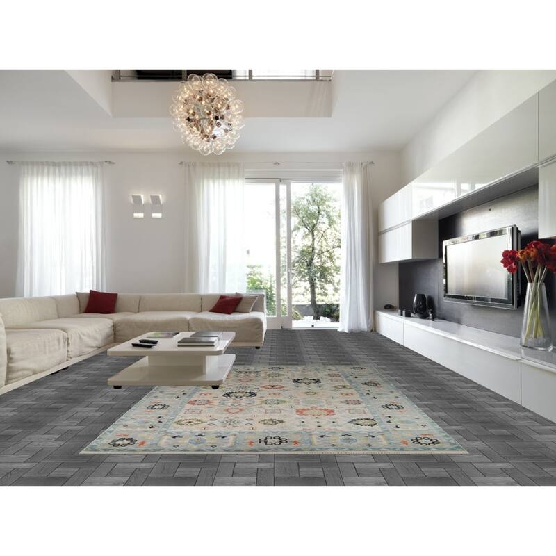 Oushak Style Area Rug Handmade Transitional Wool Carpet - 8'10"x 11'10"