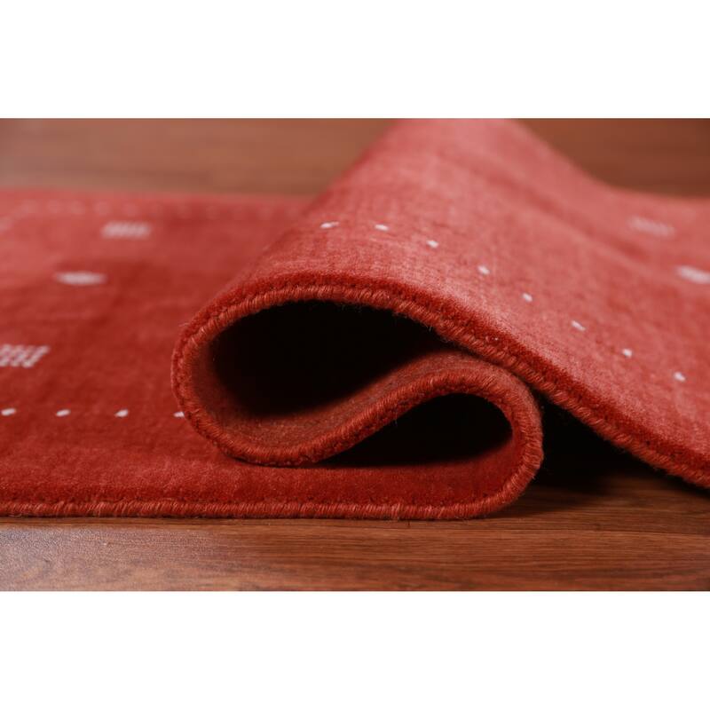 Hand Knotted Oriental 100% Wool Carpet Tribal Tribal Oranges & Rust Gabbeh Area Rug - 4' 10'' X 3' 4''