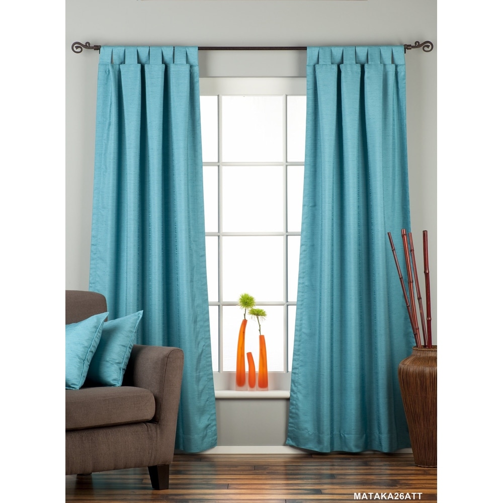 Turquoise Tab Top Matka Raw Silk Curtain / Drape / Panel - Piece. Opens flyout.