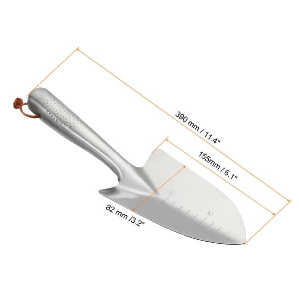 slide 3 of 5, 6.1x3.2" Garden Trowel Gardening Hand Shovel Spade Garden Tools with Scale - Silver Tone Silver Tone