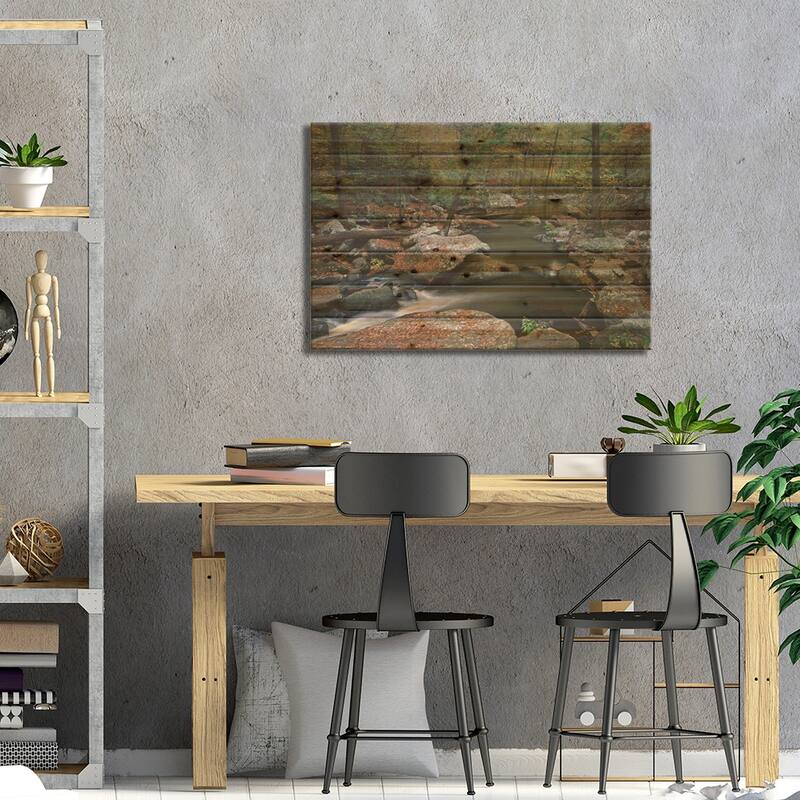 Cedar Creek Flowing Through Deciduous Forest, Petit Jean State Park, Arkansas Print On Wood by Tim Fitzharris - Multi-Color
