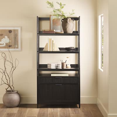 Middlebrook Designs 33" Wide Reeded Bookshelf with Drawers