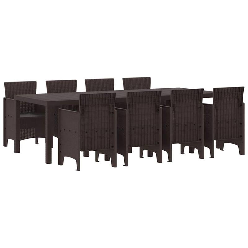 vidaXL Garden Dining Set 11 pcs Poly rattan - 39 x 98 x 29