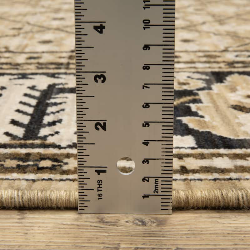Adelaide Vintage Traditional Tan/ Charcoal Wool Blend Area Rug