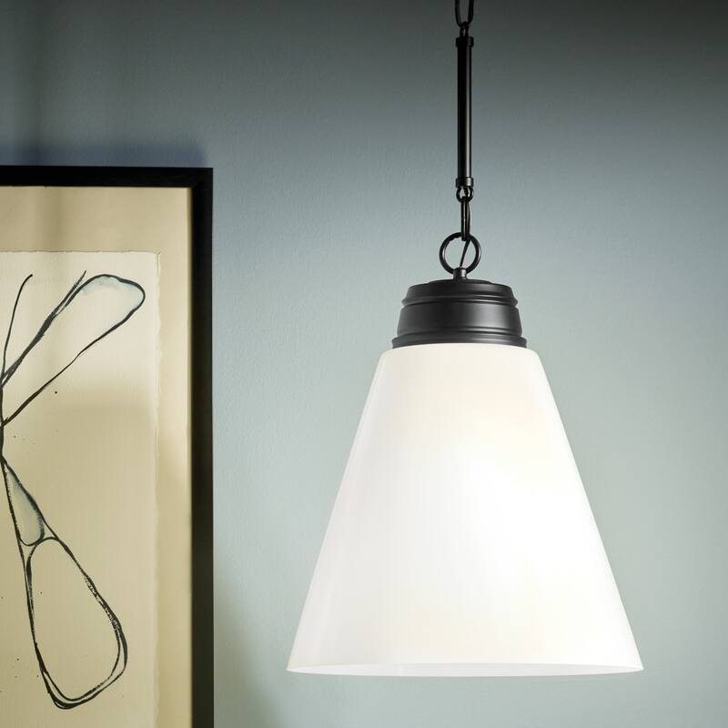 Kichler Lighting Marsailli 19.75" 1-Light Large Pendant with Opal Glass in Black - 15.75