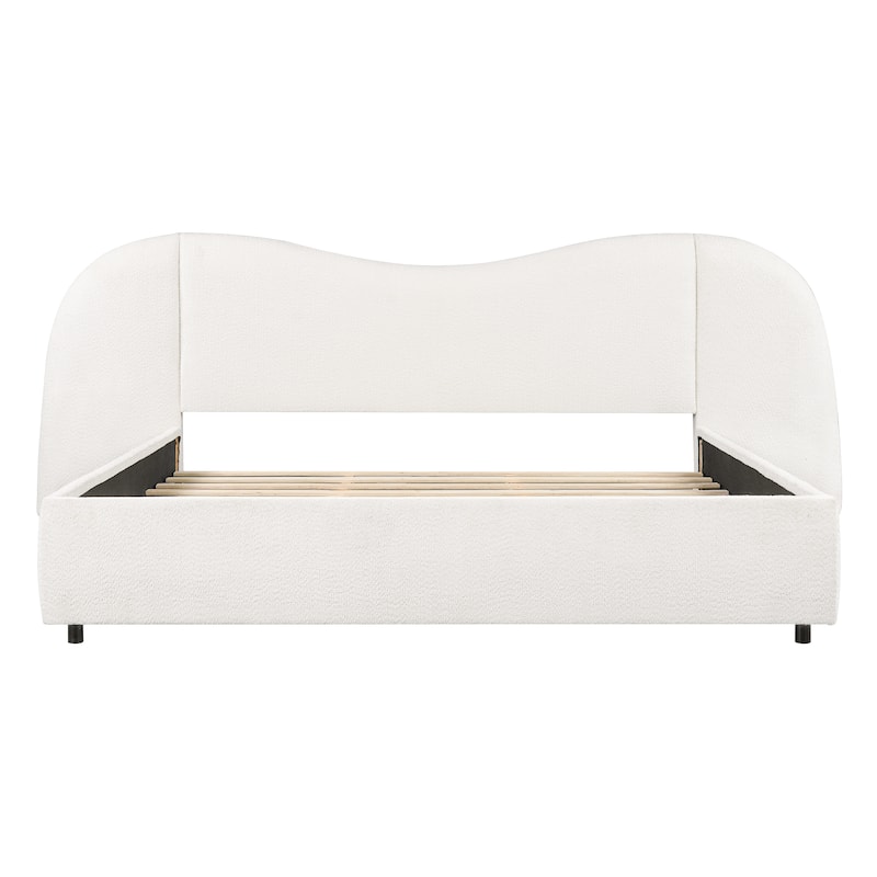 Christopher Knight Home - Boucle Upholstered Platform Bed with Curved Wide Headboard